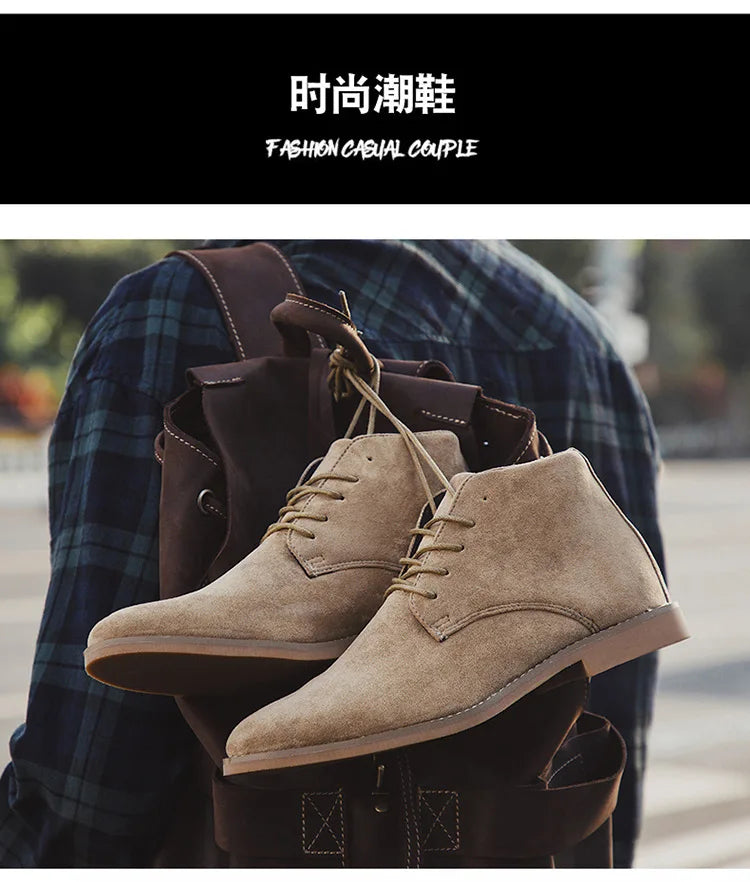 Chelsea Boots Men Spring  Autumn Classic Casual Boots Male Fashion Shoes Men Lace-up Casual Botas Black Brand Men's Boots 658