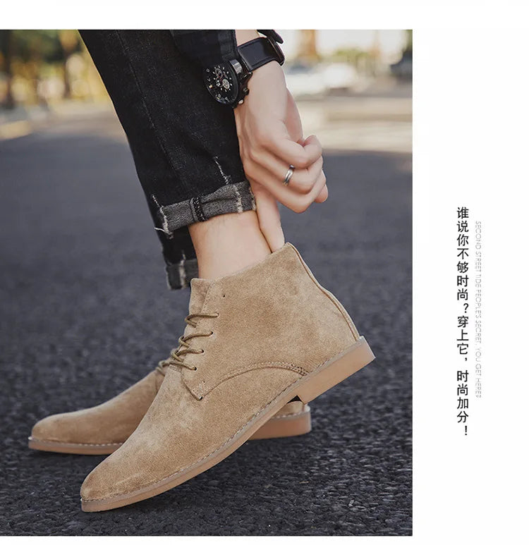 Chelsea Boots Men Spring  Autumn Classic Casual Boots Male Fashion Shoes Men Lace-up Casual Botas Black Brand Men's Boots 658