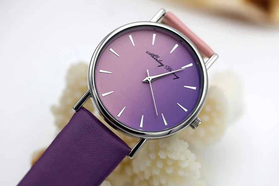 New Ladies Casual Gradient Ramp Clock 2 Color Watchstrap Luxury Women Watches Female Quartz Wristwatches Feminino Zegarek Damski