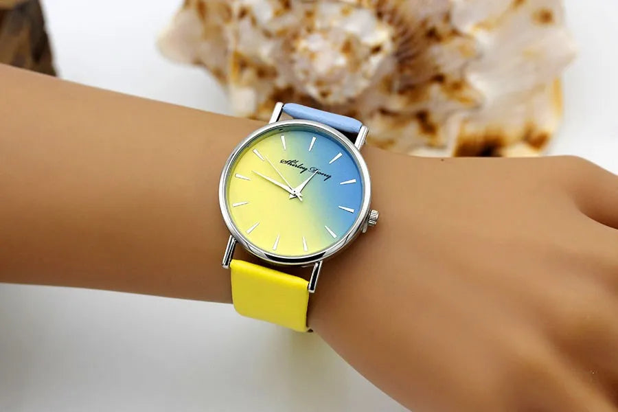 New Ladies Casual Gradient Ramp Clock 2 Color Watchstrap Luxury Women Watches Female Quartz Wristwatches Feminino Zegarek Damski