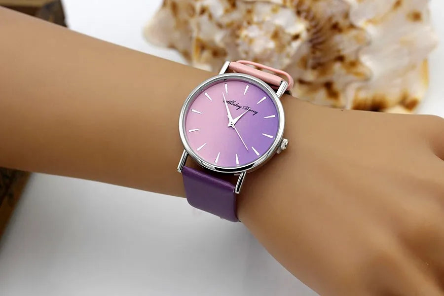 New Ladies Casual Gradient Ramp Clock 2 Color Watchstrap Luxury Women Watches Female Quartz Wristwatches Feminino Zegarek Damski