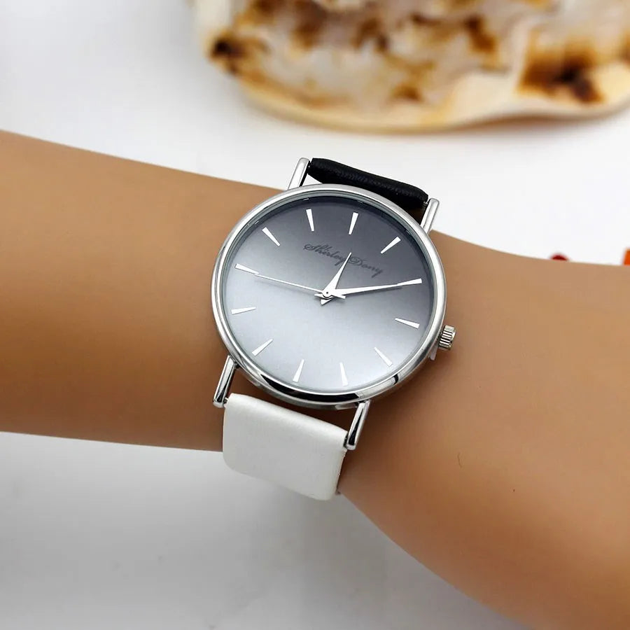 New Ladies Casual Gradient Ramp Clock 2 Color Watchstrap Luxury Women Watches Female Quartz Wristwatches Feminino Zegarek Damski