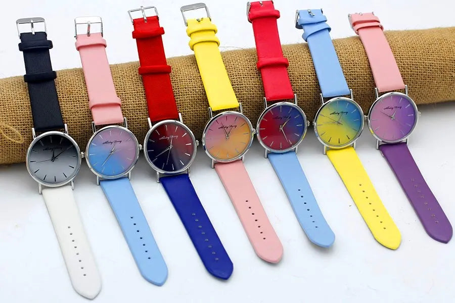 New Ladies Casual Gradient Ramp Clock 2 Color Watchstrap Luxury Women Watches Female Quartz Wristwatches Feminino Zegarek Damski