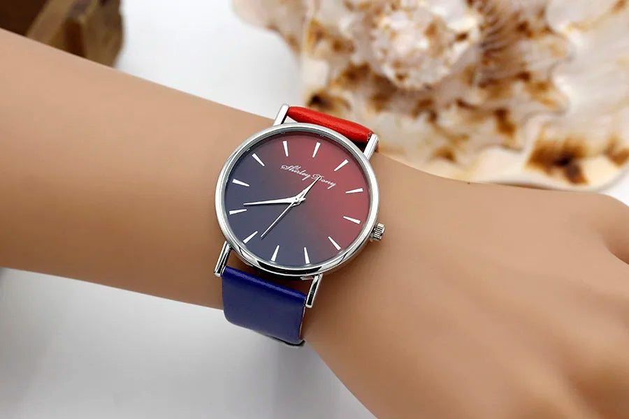 New Ladies Casual Gradient Ramp Clock 2 Color Watchstrap Luxury Women Watches Female Quartz Wristwatches Feminino Zegarek Damski