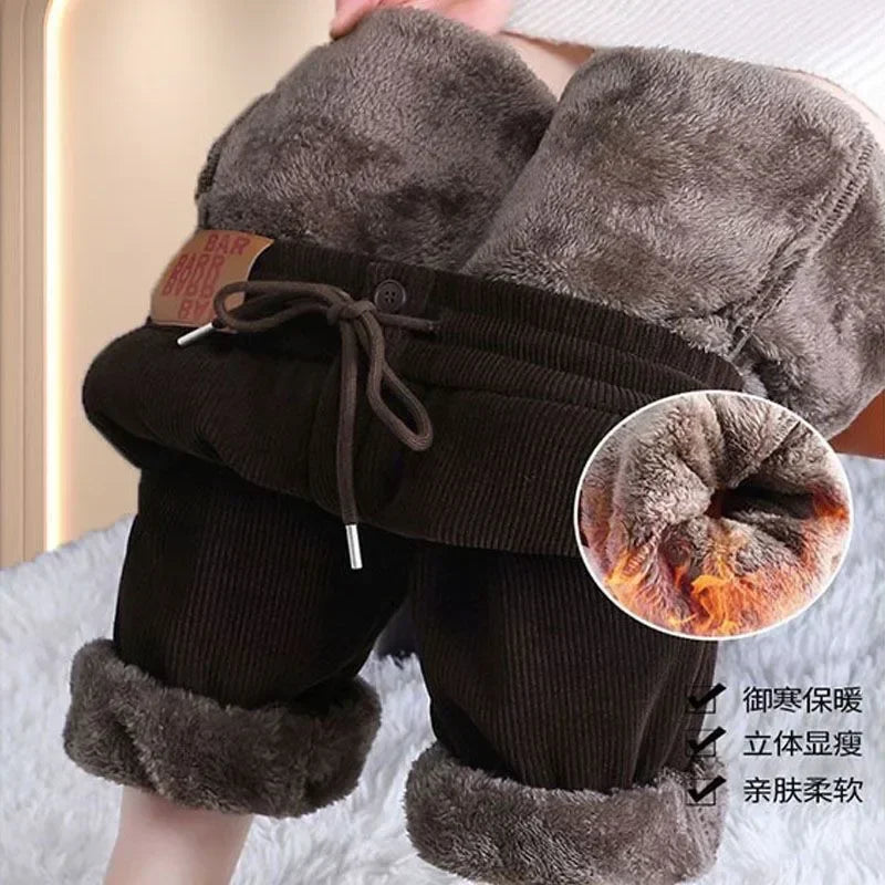 Thick Women's Plush Pants Winter New Loose Versatile Extra Thick Warm Pants Extra Thick Lamb Fleece Women's Harlan Pants