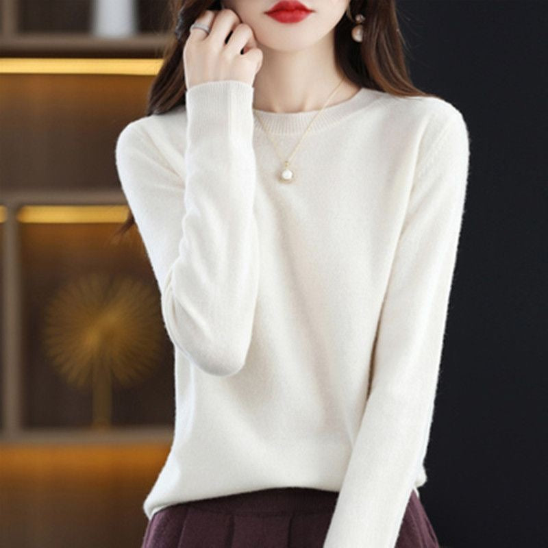 Women Sweater O-neck Autumn Winter Basic Pullover Warm Casual Pulls Jumpers Korean Long-sleeved Solid Knitwear Bottoming Shirt