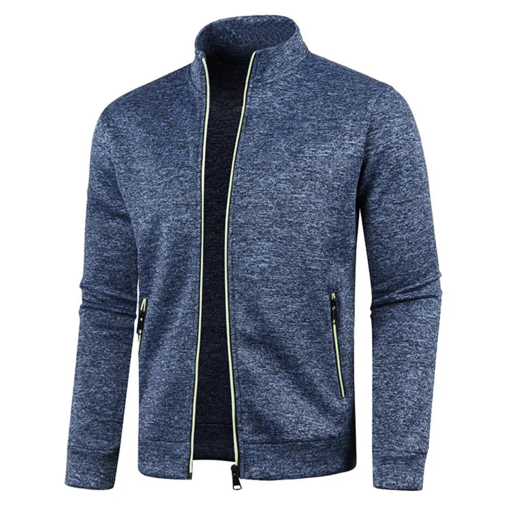 2022 Autumn Winter Men's Zipper Knit Long Sleeves Thin Cashmere Fashion Top Sweater Coat