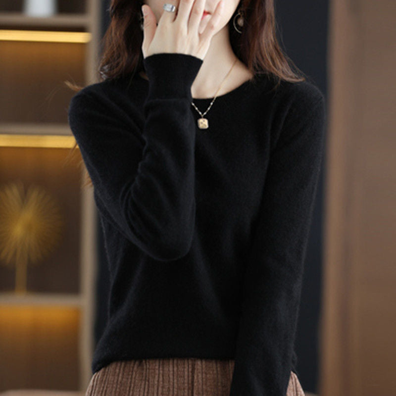 Women Sweater O-neck Autumn Winter Basic Pullover Warm Casual Pulls Jumpers Korean Long-sleeved Solid Knitwear Bottoming Shirt