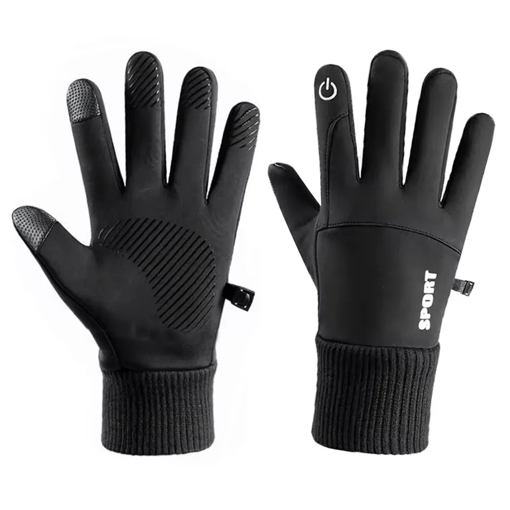 Winter Warm Gloves Full-Finger Waterproof Cycling Outdoor Sports Motorcycle Skiing Touch Screen Fleece Cycling Gloves