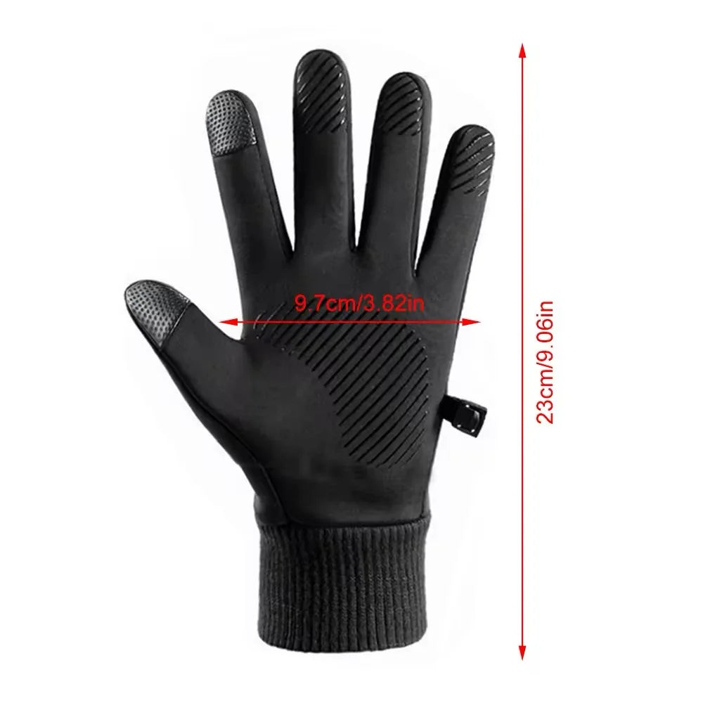 Winter Warm Gloves Full-Finger Waterproof Cycling Outdoor Sports Motorcycle Skiing Touch Screen Fleece Cycling Gloves