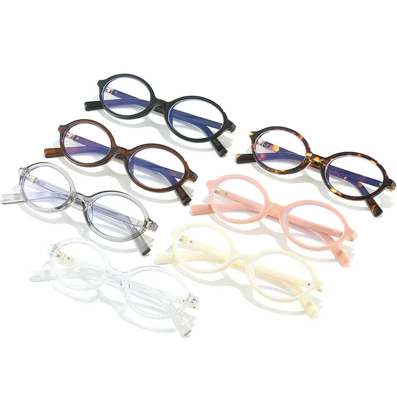 Anti-blue Light Eyeglasses Eye Protection Oval Small Frame Retro Female Korean Plain Glasses Ladies Optical Spectacle Eyeglass