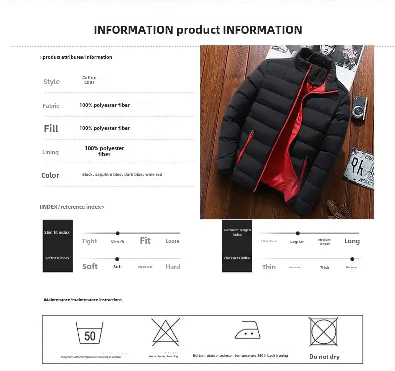 Thickened Autumn/winter Men's Sports Cotton Coat Stand Collar Cardigan Outdoor Padded Jacket Casual Jacket Warm Coat