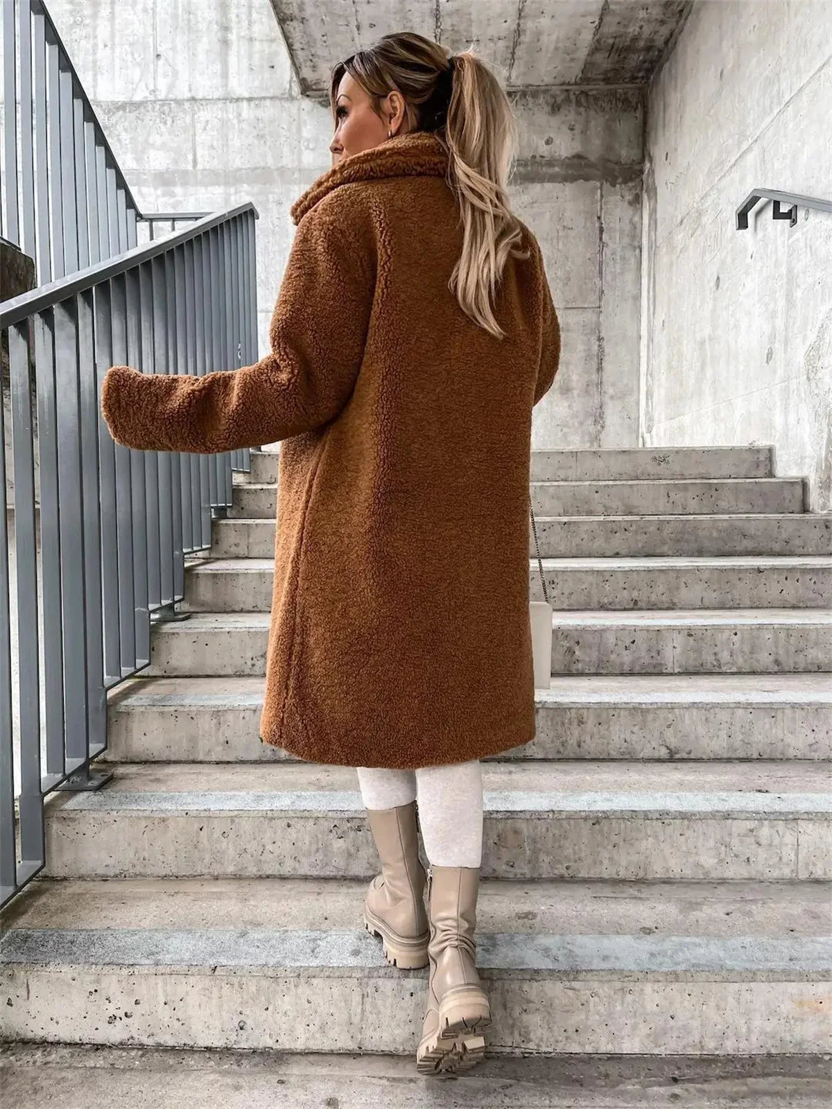 Long Sleeve Lapel Coat For Women 2024 Winter Fall Fashion Solid Coats Single Breasted Clothes Casual Basic Mid-length Overcoat