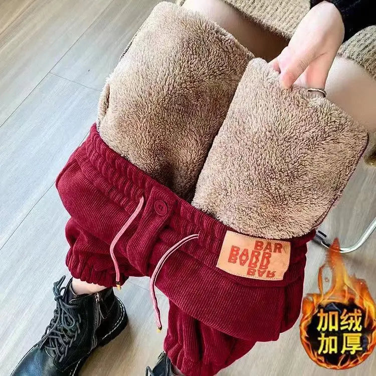 Thick Women's Plush Pants Winter New Loose Versatile Extra Thick Warm Pants Extra Thick Lamb Fleece Women's Harlan Pants