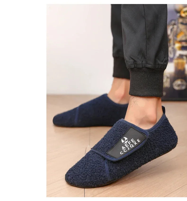 MAEDEF Fashion Men Winter Plush Warm Slippers Flat Soft Slides Indoor Bedroom Home Non-slip Shoes for Couples in Winter Shoes