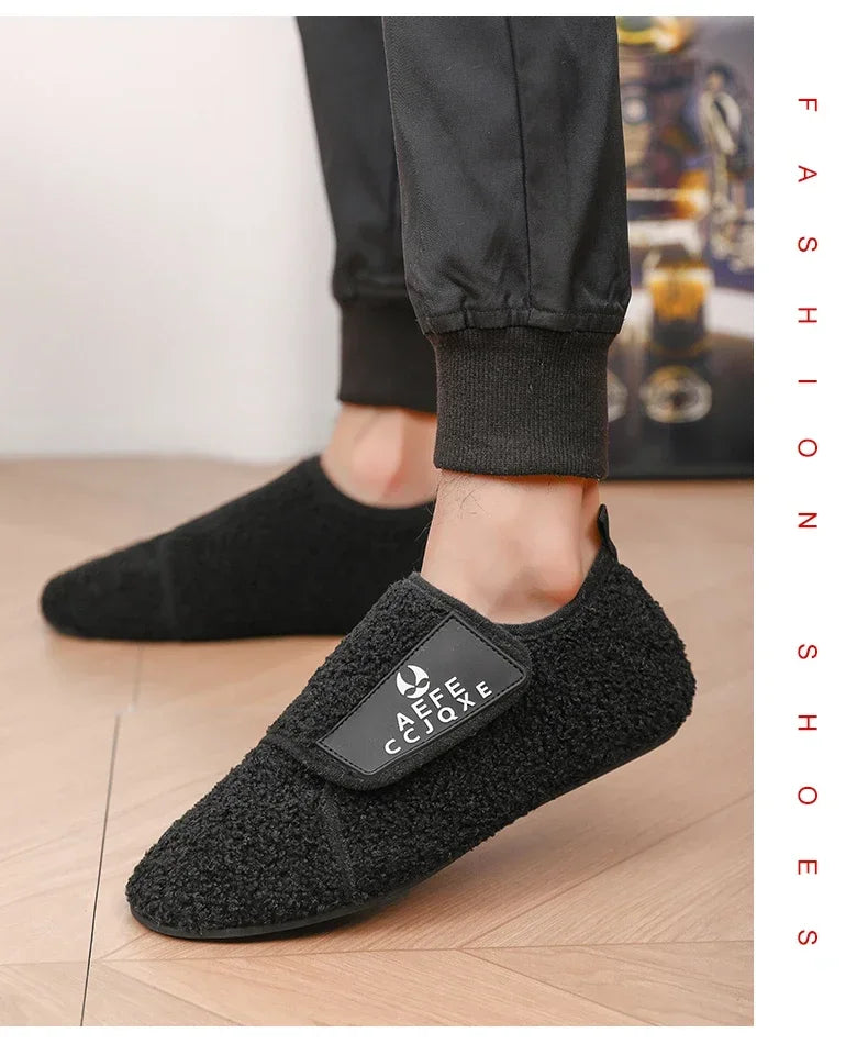 MAEDEF Fashion Men Winter Plush Warm Slippers Flat Soft Slides Indoor Bedroom Home Non-slip Shoes for Couples in Winter Shoes