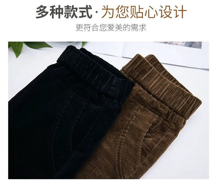 Plush Thick Casual Pants Fleece Pencil Pants Women's Corduroy Warm High Waist Pants Autumn Winter Leggings Pants Trousers Women