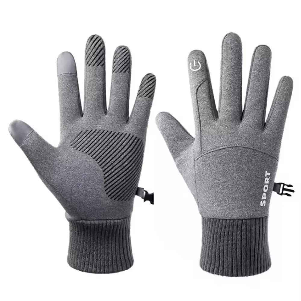 Winter Warm Gloves Full-Finger Waterproof Cycling Outdoor Sports Motorcycle Skiing Touch Screen Fleece Cycling Gloves