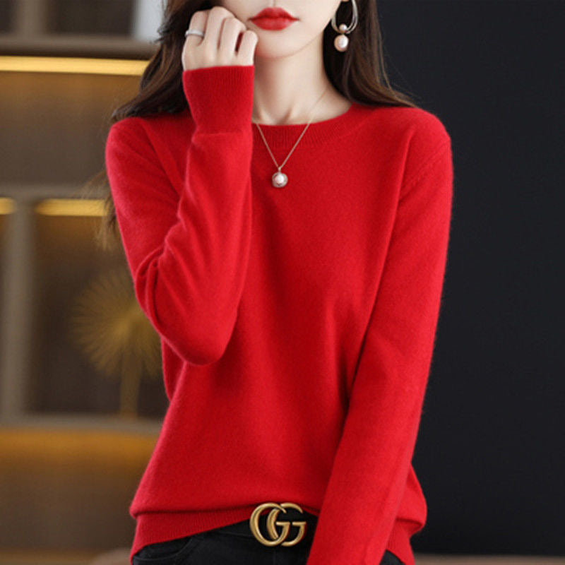 Women Sweater O-neck Autumn Winter Basic Pullover Warm Casual Pulls Jumpers Korean Long-sleeved Solid Knitwear Bottoming Shirt