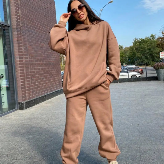 Women Two Piece Sets Tracksuit Hooded Sweatshirt Tops Sweatpants Pants Set Female Spring Autumn Long Sleeve Pullover Sports Set