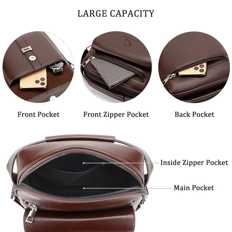 Men Crossbody Shoulder Bags Waterproof Vintage Men Handbags Large Capacity PU Leather Bag Man Messenger Bags Tote Bag