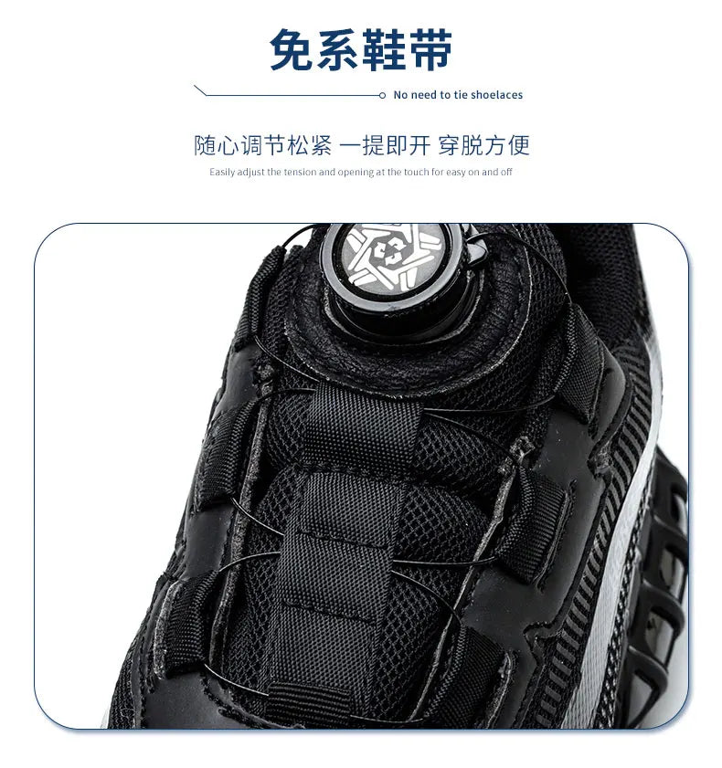 Men Rotating Button Work Sneakers Steel Toe Shoes Safety Boots Puncture-Proof work Shoes Indestructible Fashion Protective Shoes