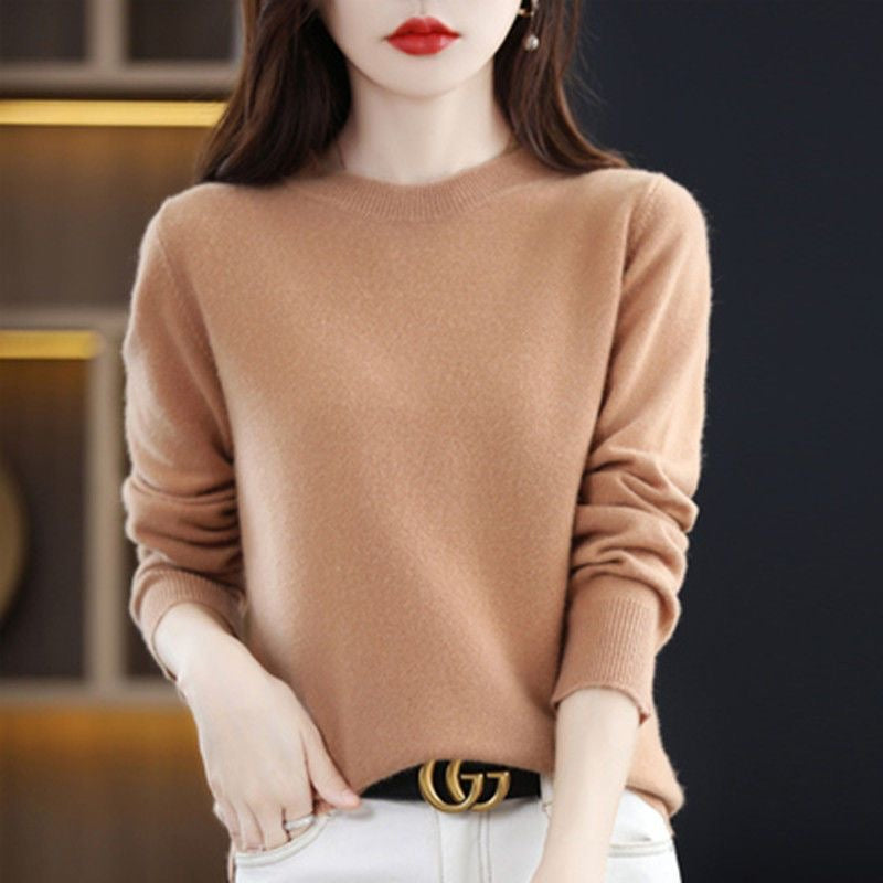 Women Sweater O-neck Autumn Winter Basic Pullover Warm Casual Pulls Jumpers Korean Long-sleeved Solid Knitwear Bottoming Shirt