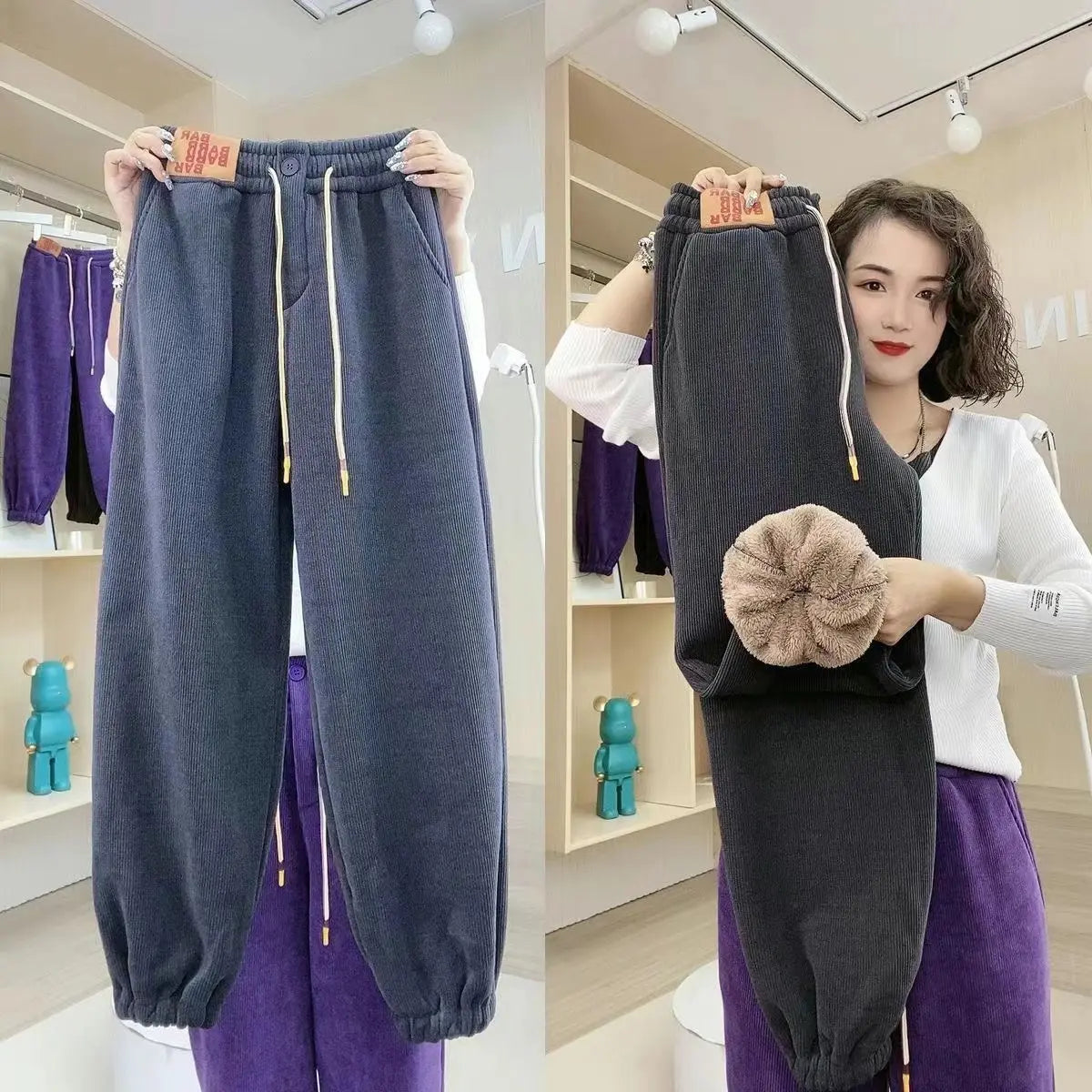 Thick Women's Plush Pants Winter New Loose Versatile Extra Thick Warm Pants Extra Thick Lamb Fleece Women's Harlan Pants