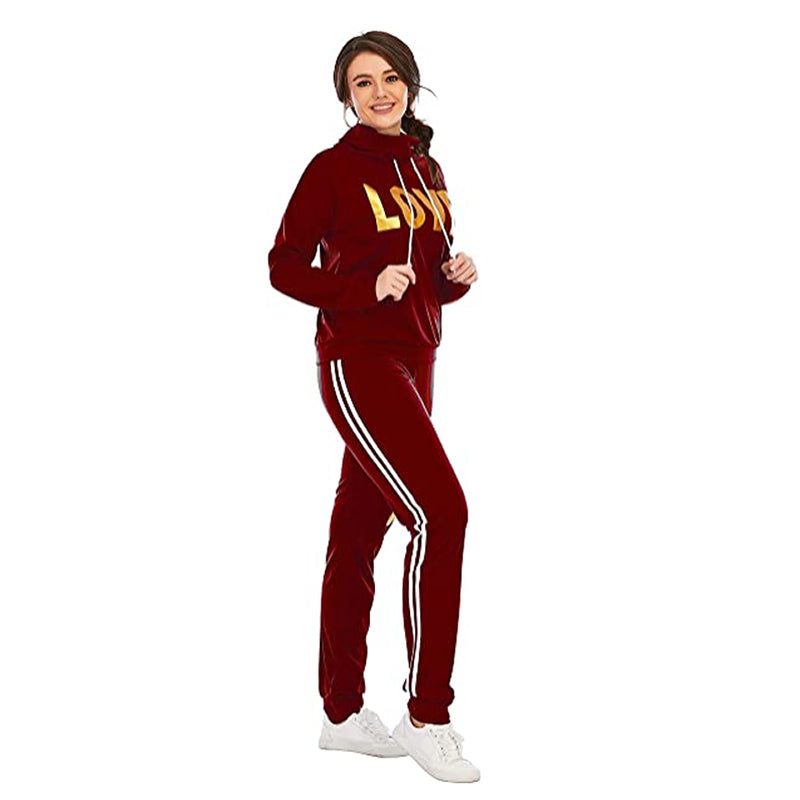 2 Piece Set Women Outfit LOVE Letter Print High Neck Hoodies Sweatshirt Pants Tracksuit 2022 Plus Size Streetwear Casual Suit