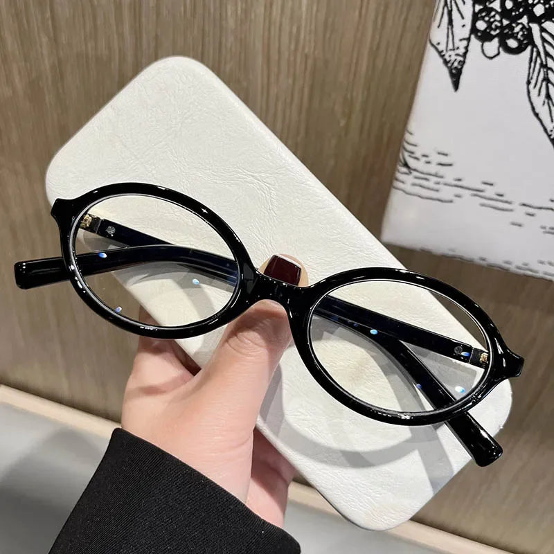 Anti-blue Light Eyeglasses Eye Protection Oval Small Frame Retro Female Korean Plain Glasses Ladies Optical Spectacle Eyeglass